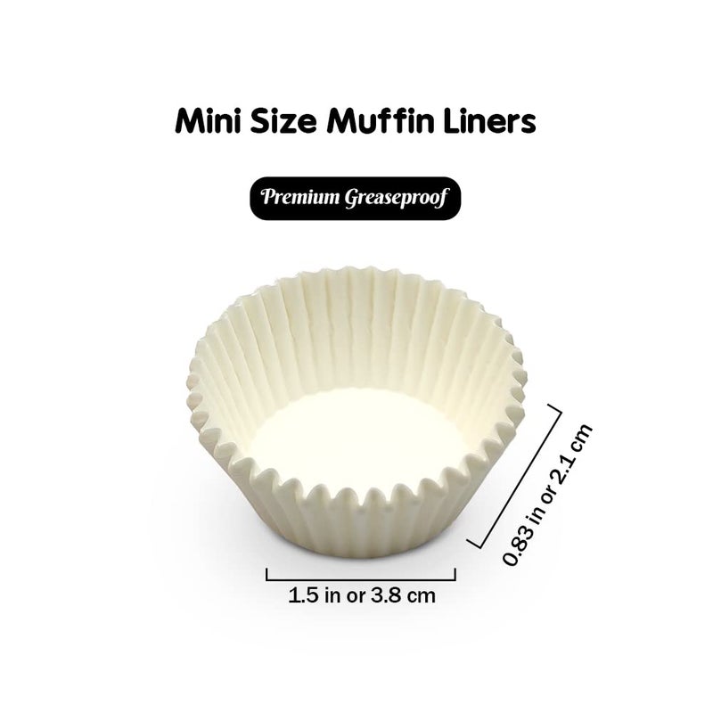 Mombake Food Grade Mini Cupcake Liners White Greaseproof Paper Muffin Baking Cups, 500-Count - Image 3